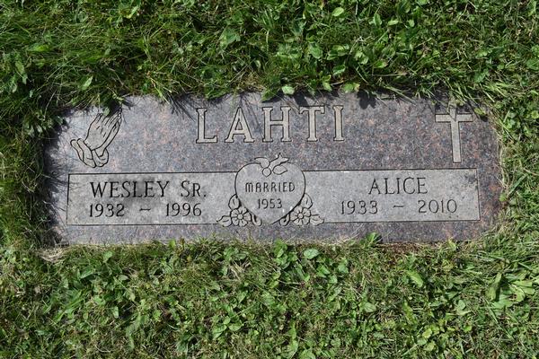  Alice Lorraine Lahti (Ekholm) Marker Image